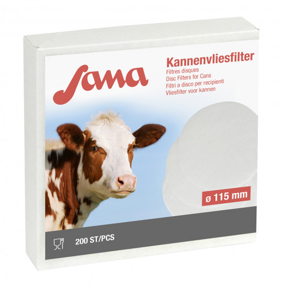 Sana Kannenvliesfilter für Milchsiebe, 200 Stück im Karton, lieferbar in verschiedenen Größen