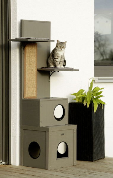 ECO-Katzenspielhaus Alex aus Eco-Recyclingmaterial, 60 % Kunststoff / 40 % Holz