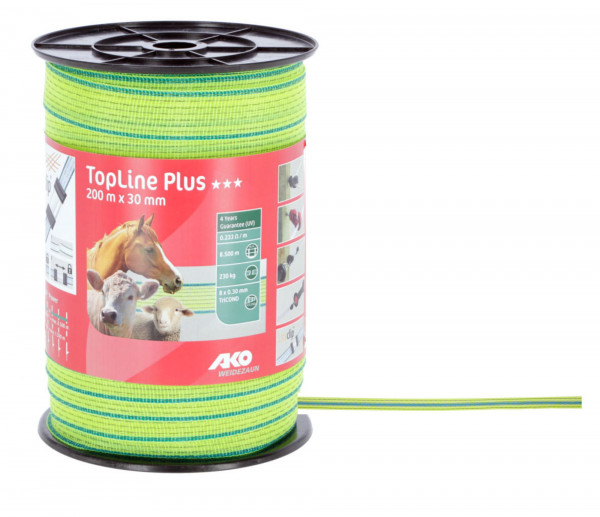 TopLine Plus Weidezaunband neonfarbig, elektrifizierbares Zaunband für Pferde, Rinder und Schafe empfohlen