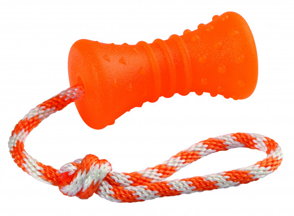 Knochen am Seil ToyFastic, Hundespielzeug aus thermoplastischem Gummi, extrem robust und bissfest