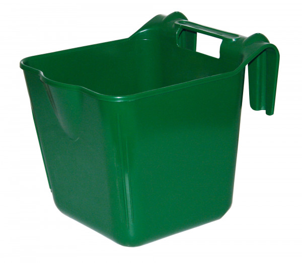 Futterbehälter zum Einhängen mit Tragegriff, aus festem Kunststoff, 13 Liter Inhalt, grün