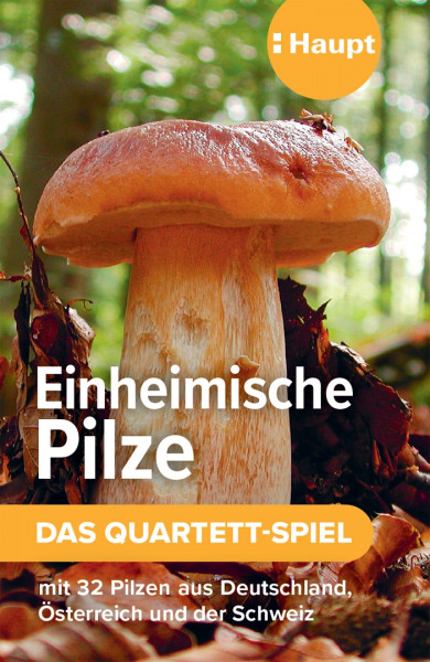 Einheimische Pilze – das Quartett-Spiel, 32 Quartett-Karten in Schuber